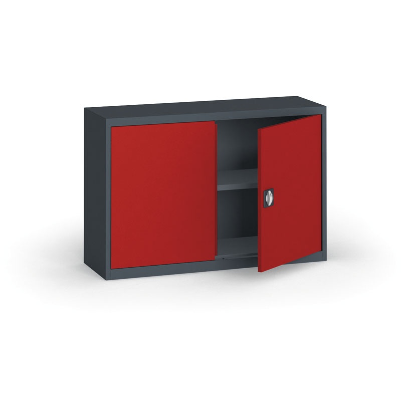 KOVONA Szafa metalowa, 800 x 1200 x 400 mm, 1 półka, antracyt/czerwona C37010.2.O2.24B2B