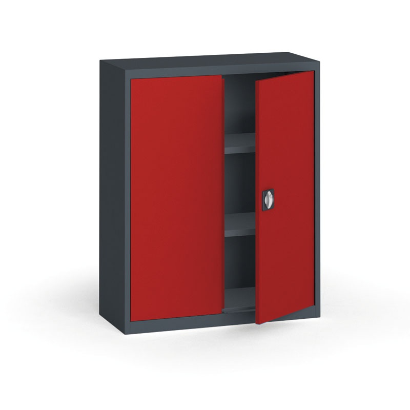 KOVONA Szafa metalowa, 1150 x 950 x 400 mm, 2 półki, antracyt/czerwona C39330.2.O2.24B2B