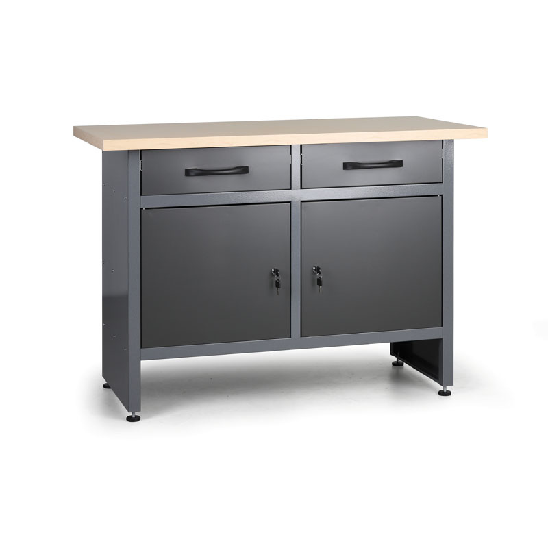 Stół warsztatowy HOBBY III, 840 x 1200 x 600 mm, 2 szuflady, 2 szafki