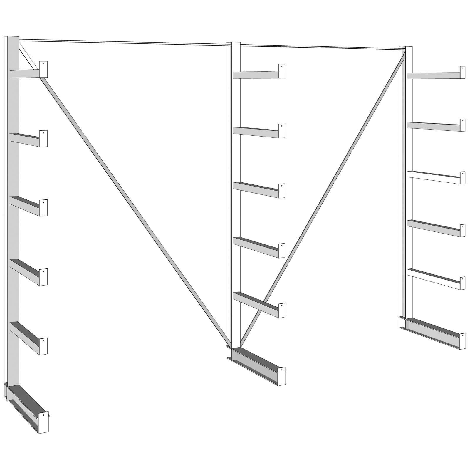 META Spawany regał wspornikowy, jednostronny, szerokość 270 cm 97831
