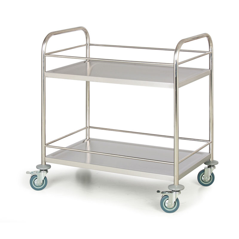 B2B Partner Nierdzewny wózek półkowy, 2 półki z oramowaniem, 710x410 mm WT-A00701