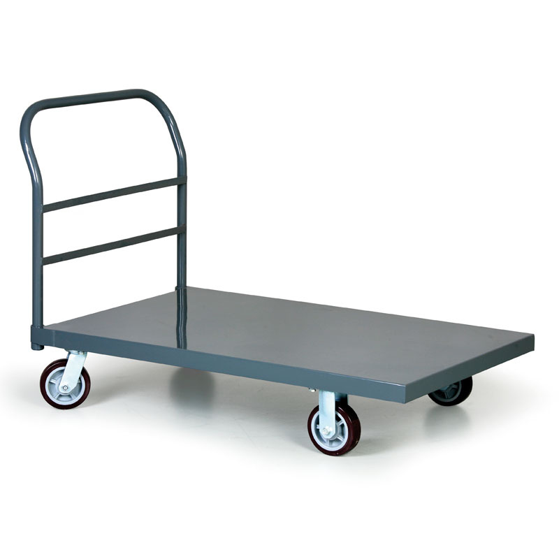 B2B Partner Stalowy wózek platformowy, 915x610 mm, koła poliuretanowe, nośność 900 kg XF2436