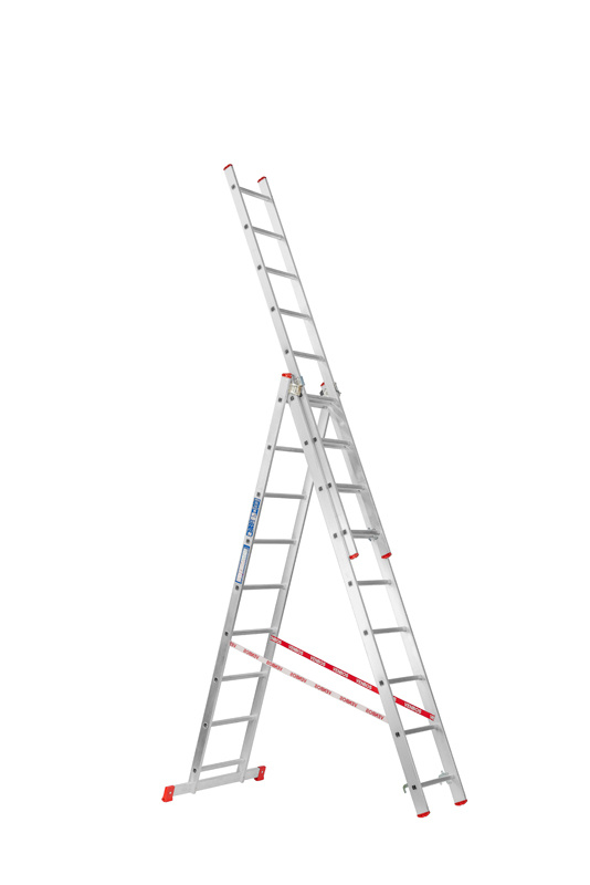 B2B Partner Trzyczęściowa aluminiowa drabina HOBBY, 3x9 stopni, 5,36 m VEN.4409