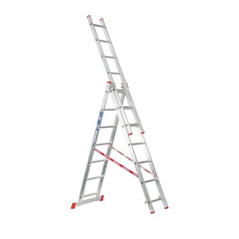 B2B Partner Trzyczęściowa aluminiowa drabina HOBBY, 3x7 stopni, 4,24 m VEN.4407