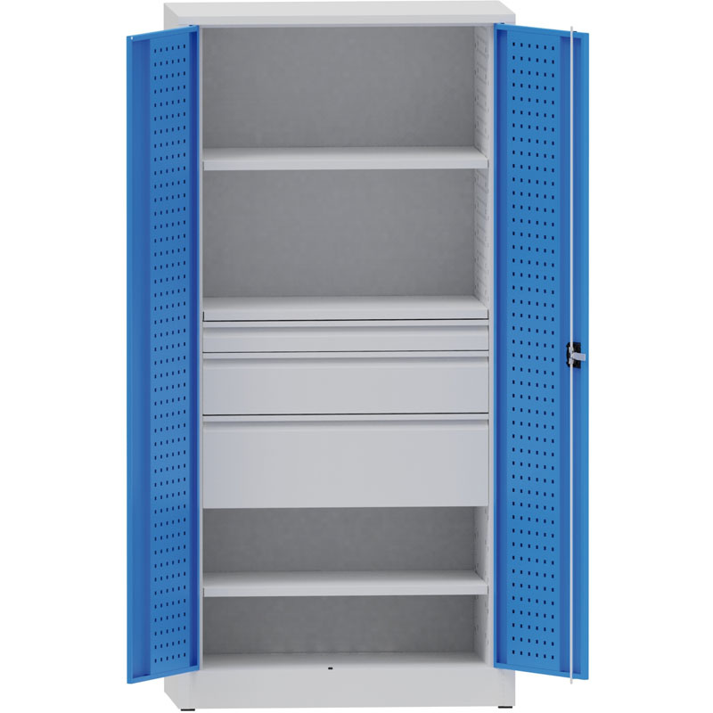 KOVONA Metalowa szafa warsztatowa, 1950x950x500 mm, 2 półki, 3 szuflady S44100.2.B5.2.4K