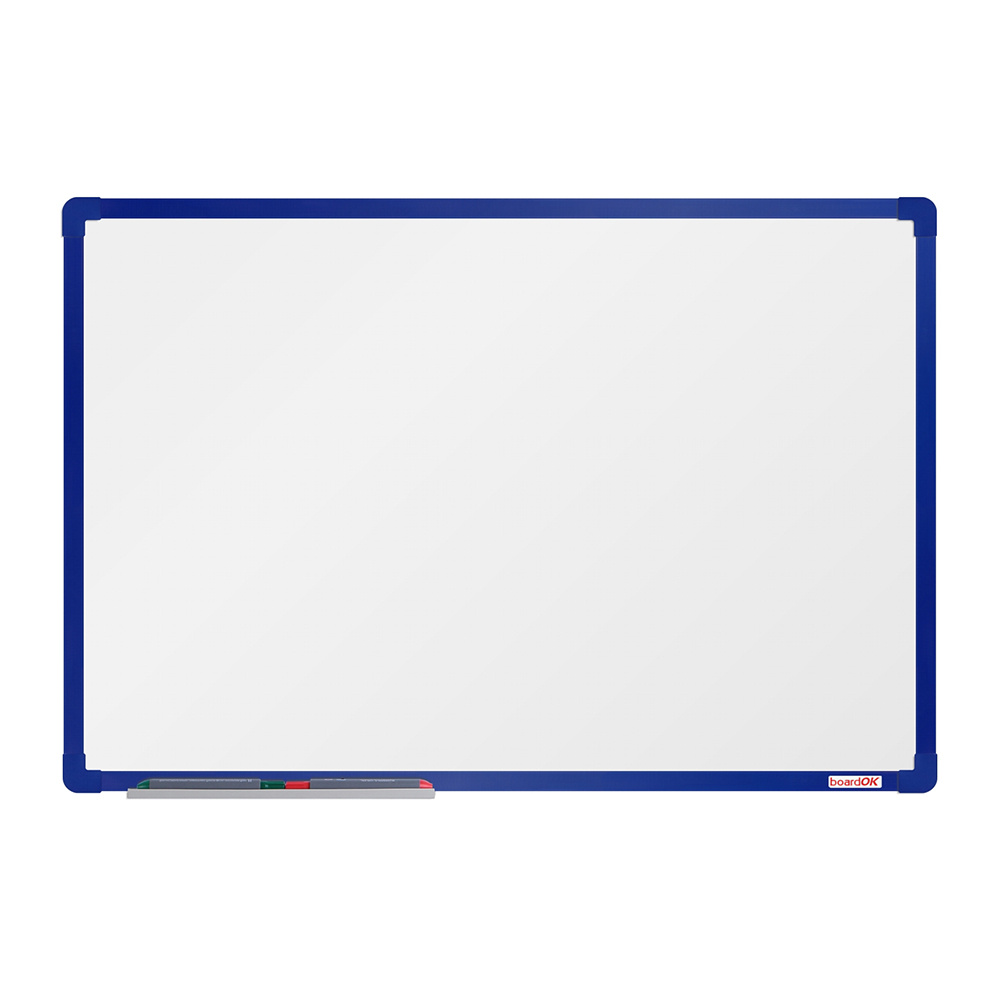 boardOK Biała magnetyczna tablica boardOK, 90 x 60 cm, niebieska rama VOK060090-1200