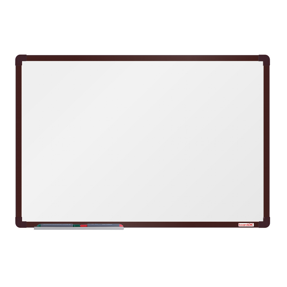 boardOK Biała magnetyczna tablica boardOK, 90 x 60 cm, brązowa rama VOK060090-1500