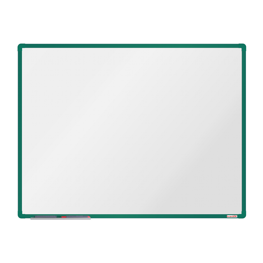 boardOK Biała magnetyczna tablica boardOK, 120 x 90 cm, zielona rama VOK120090-1400