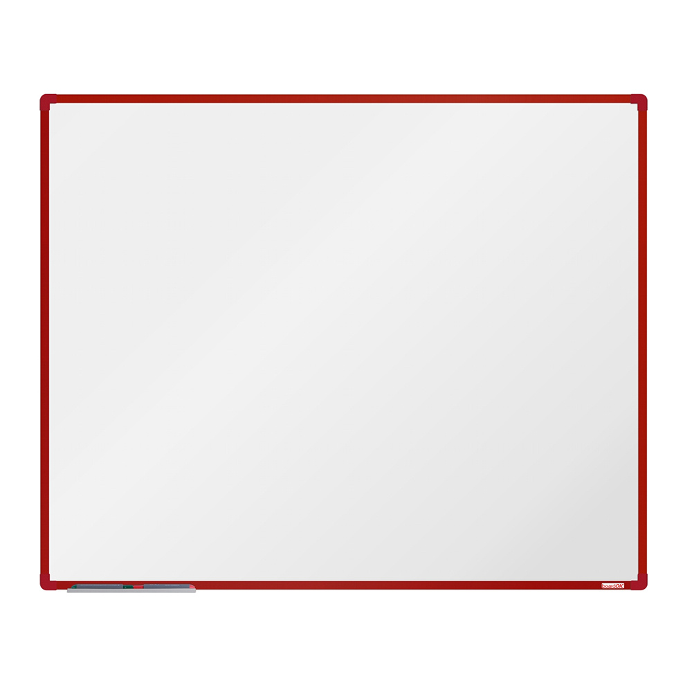 boardOK Biała magnetyczna tablica boardOK, 150 x 120 cm, czerwona rama VOK150120-1300