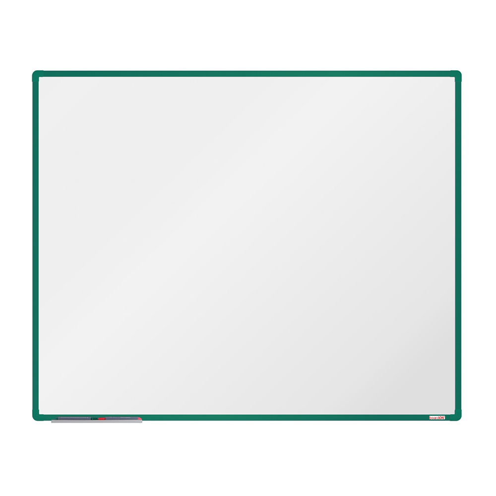 boardOK Biała magnetyczna tablica boardOK, 150 x 120 cm, zielona rama VOK150120-1400