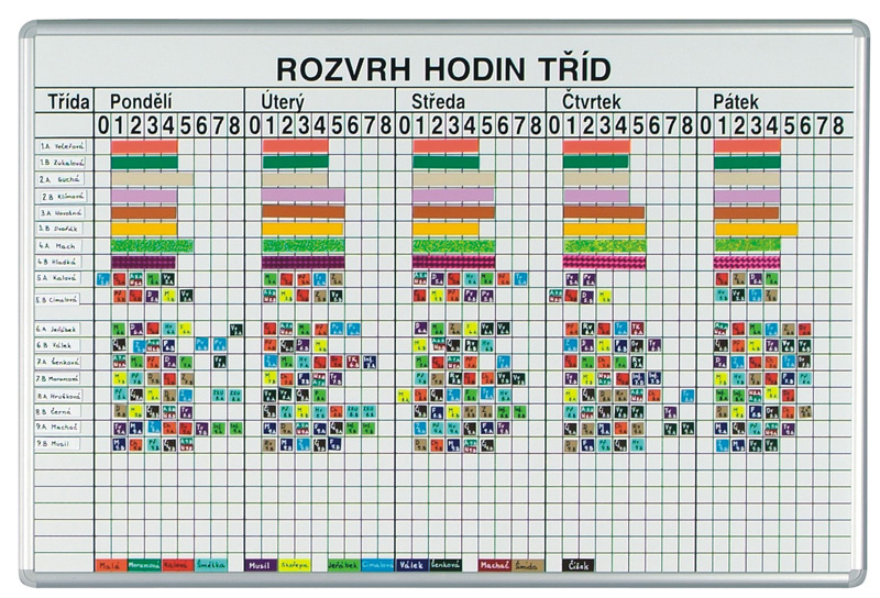ekoTAB Tablica na plan lekcji ekoTAB, dla 26 klas, 100x70 cm V10070100-1108