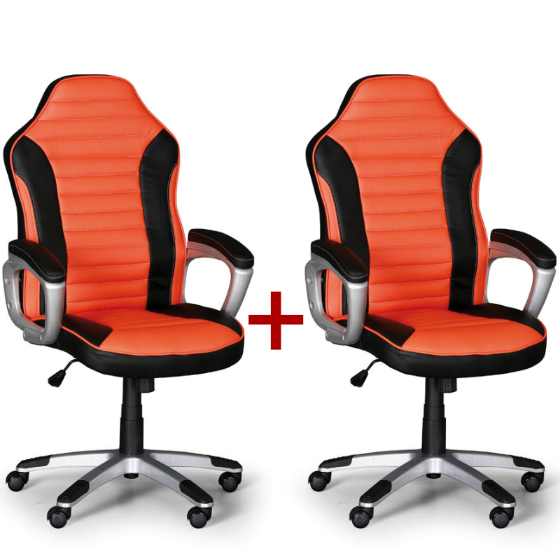 B2B Partner Fotel biurowy Sport 1+1 Gratis, czarno-pomarańczowy 412078