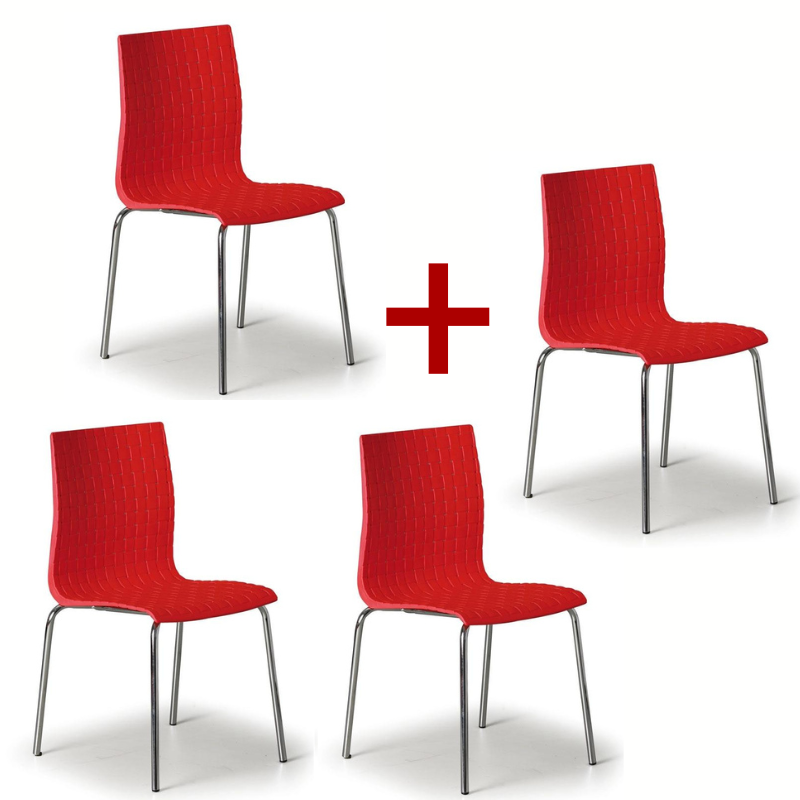 B2B Partner Krzesło plastikowe PERFO 3+1 GRATIS, czerwone 4x1850 red