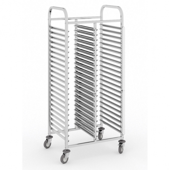 B2B Partner Wózek ze stali nierdzewnej na pojemniki gastronomiczne, 2 x 15 poziomów, GN 1/1, 1700x740x550 mm 434083
