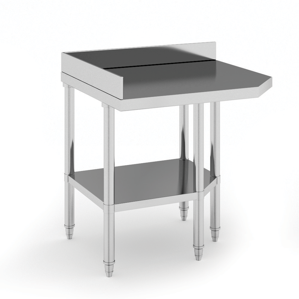 B2B Partner Narożny stół roboczy ze stali nierdzewnej, 900x700x850 mm 434095