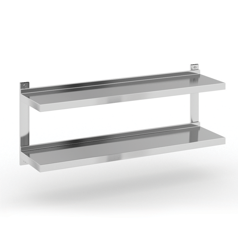 B2B Partner Podwójna półka ze stali nierdzewnej wieszana, 1200x300 mm 434107