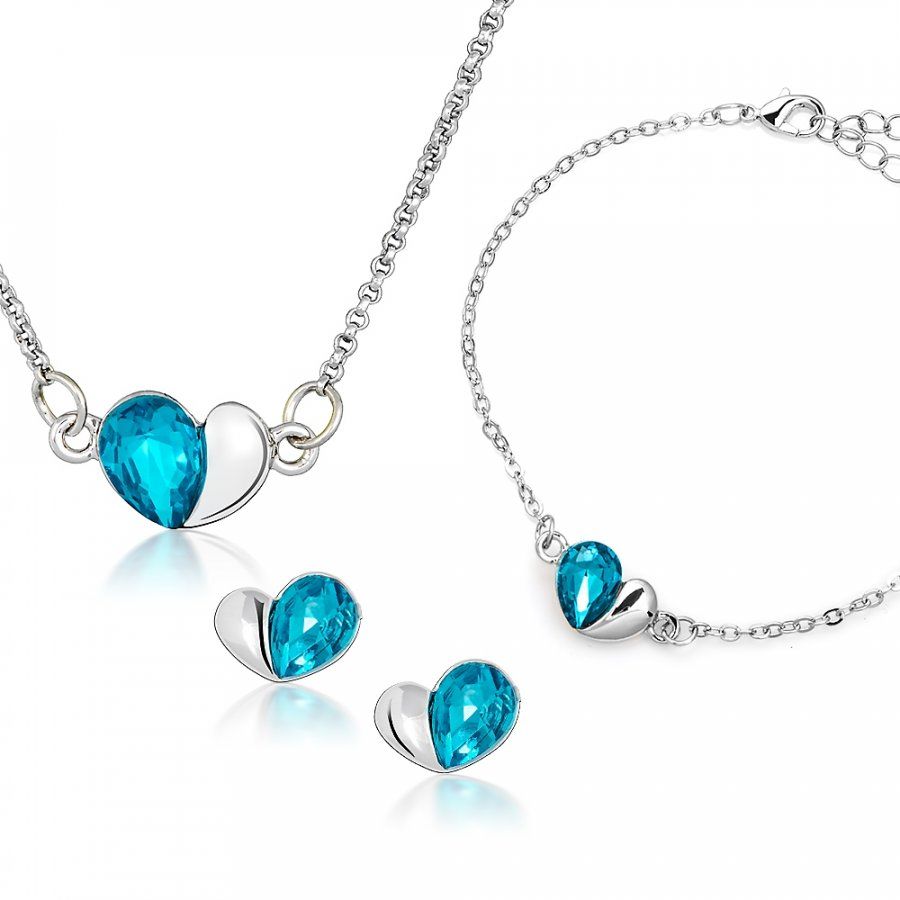 Murrano Komplet Swarovski Elements Serduszka VA-054