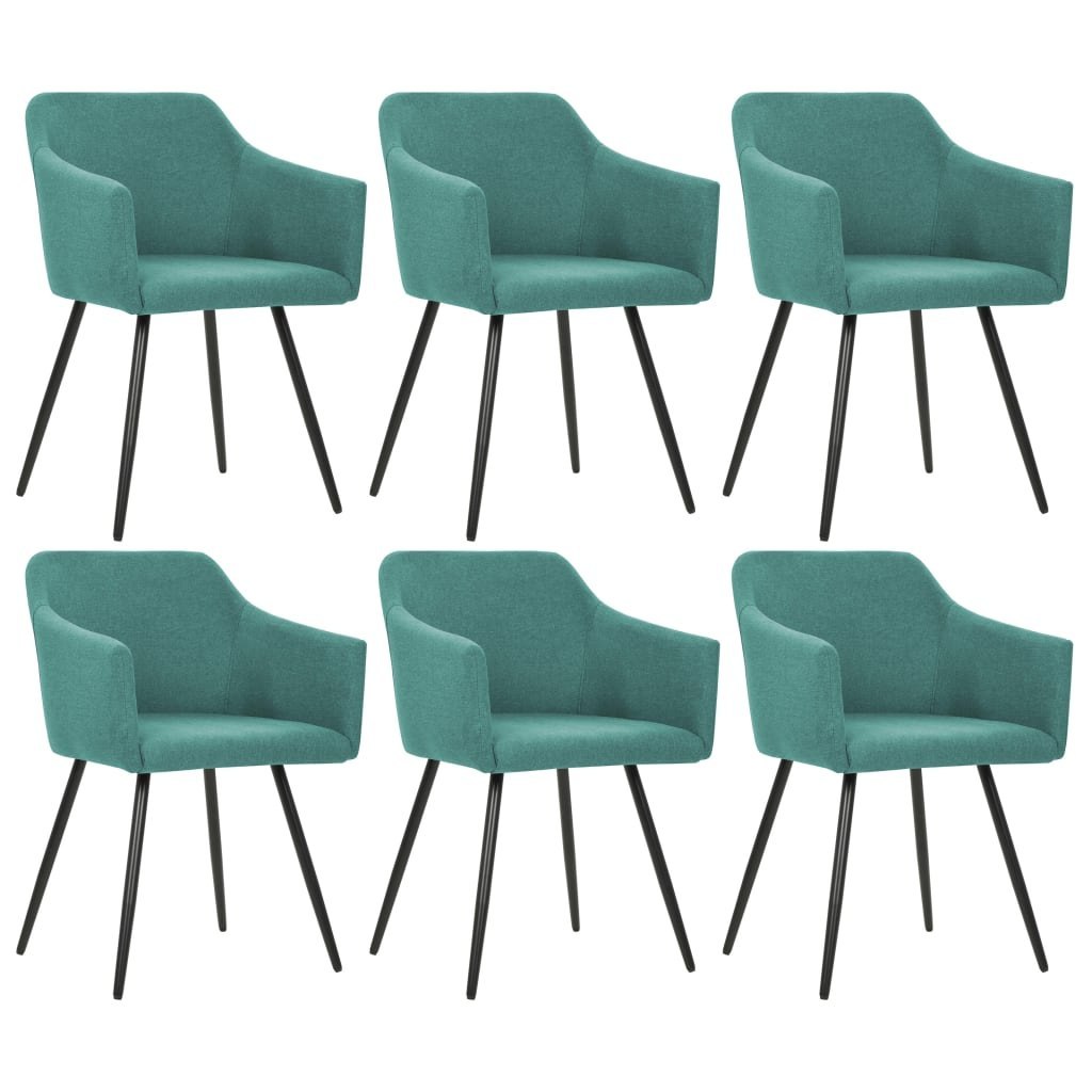vidaXL Krzesła do jadalni, 6 szt., zielone, materiałowe