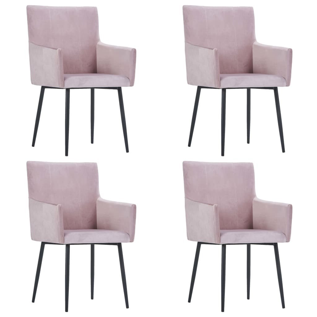 vidaXL Krzesła stołowe z podłokietnikami, 4 szt., różowe, aksamit