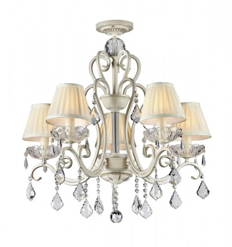 Maytoni Żyrandol LAMPA wisząca TRIUMPH ARM288-05-G Maytoni pałacowa OPRAWA abażurowy ZWIS plisowany z kryształkami biały ecru ARM288-05-G