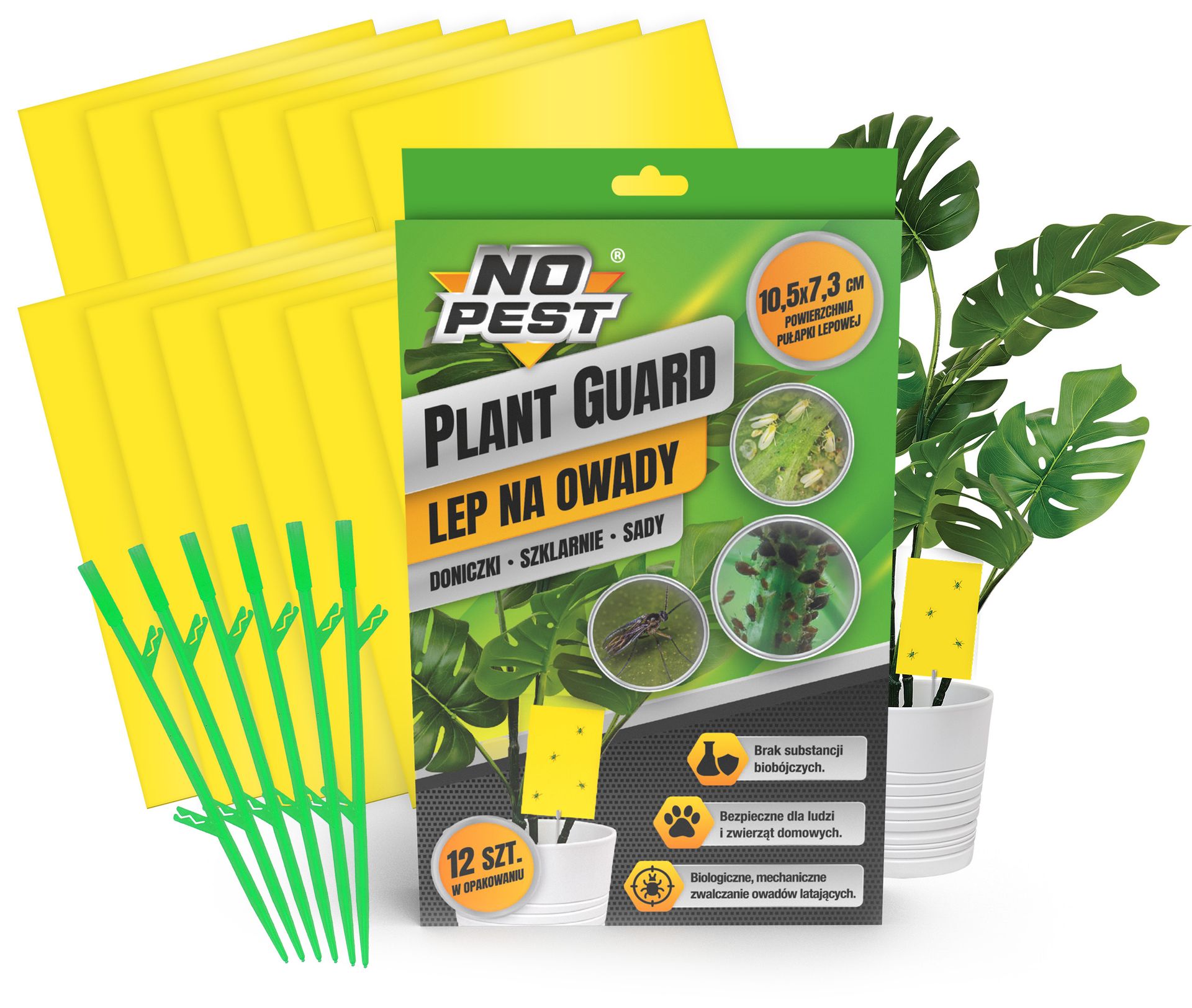 No Pest® Żółty lep do doniczek na ziemiórki i inne owady Plant Guard 10.5x7.3 cm 12 szt