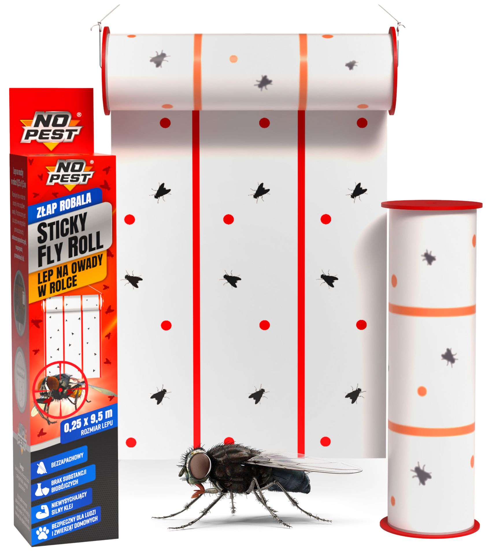 No Pest® Lep na muchy, owady rolka Sticky Fly Roll 25cmx9,5m.