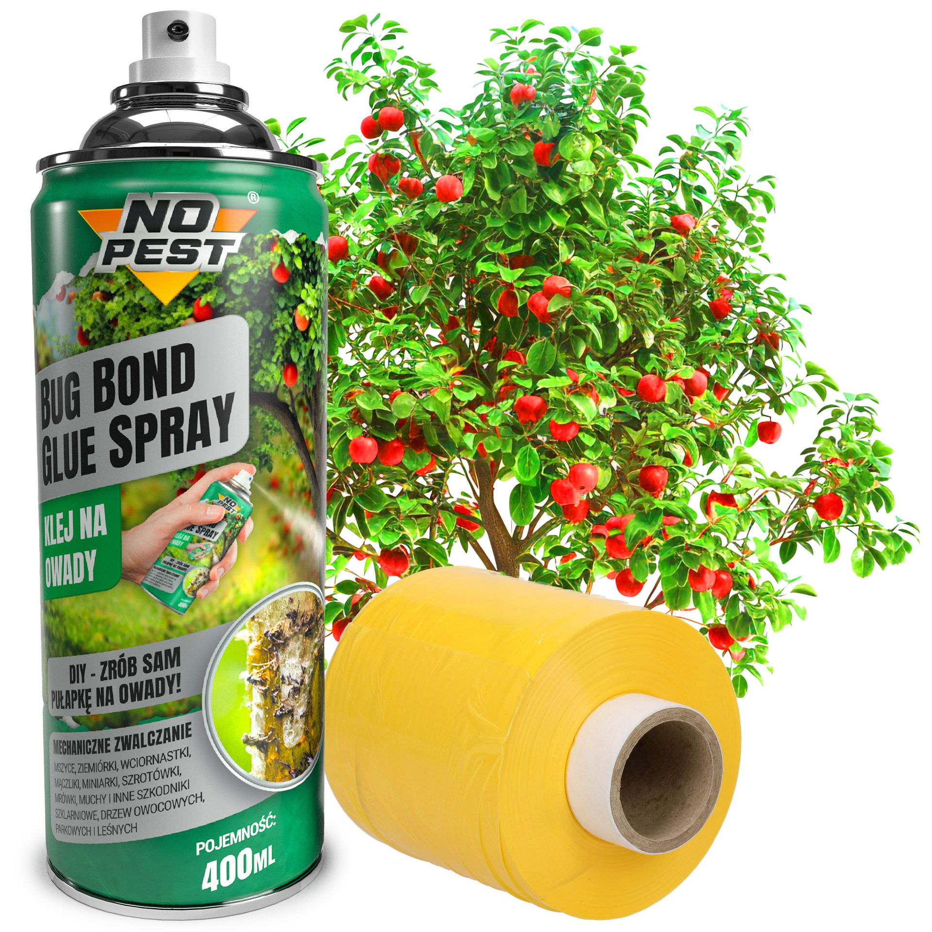 No Pest® Klej entomologiczny na owady do drzew, szklarni, stajni Bug Bond Glue Spray 400ml
