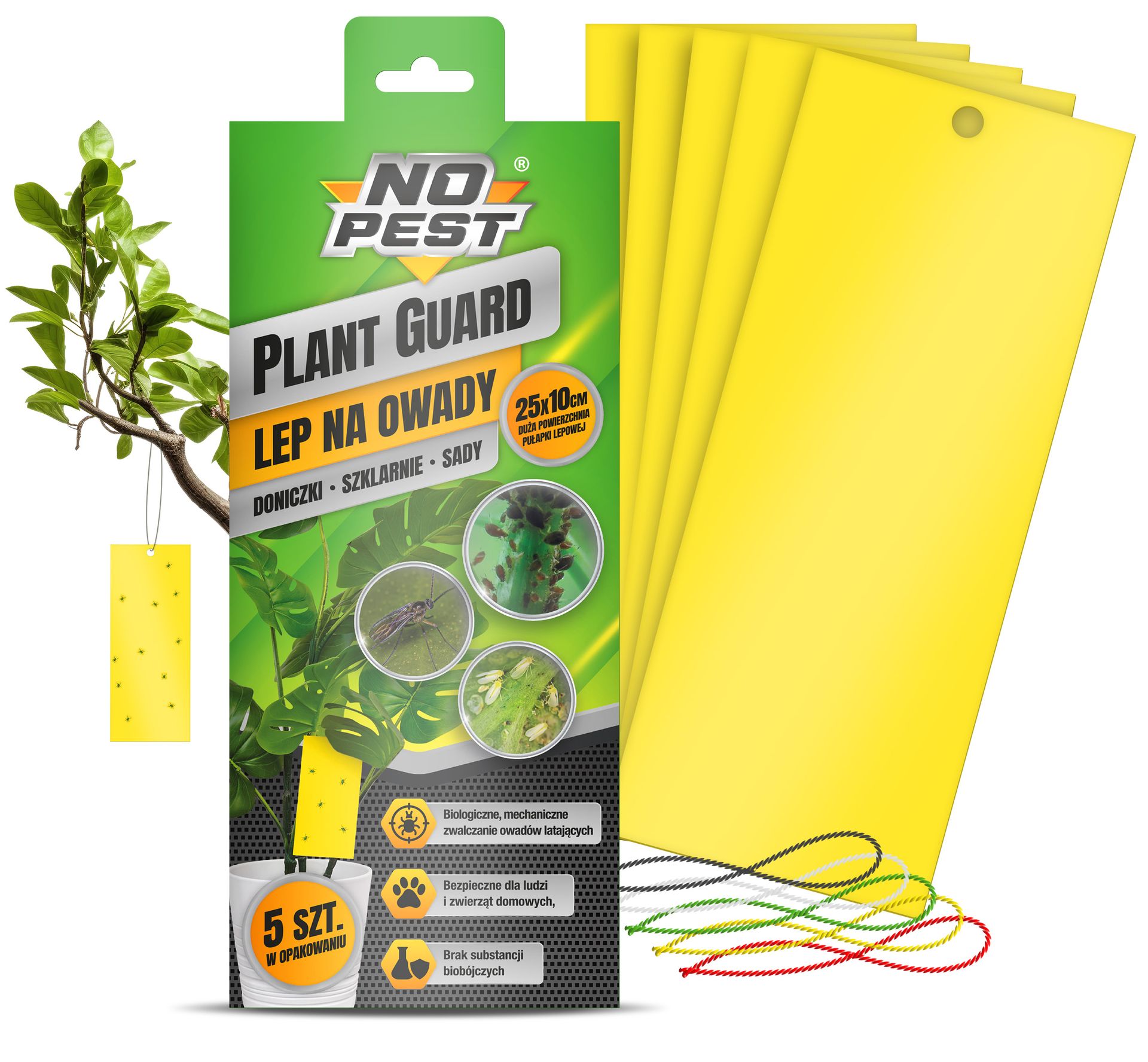 No Pest® Żółty lep do doniczek na ziemiórki i inne owady Plant Guard 25x10 cm 5 szt