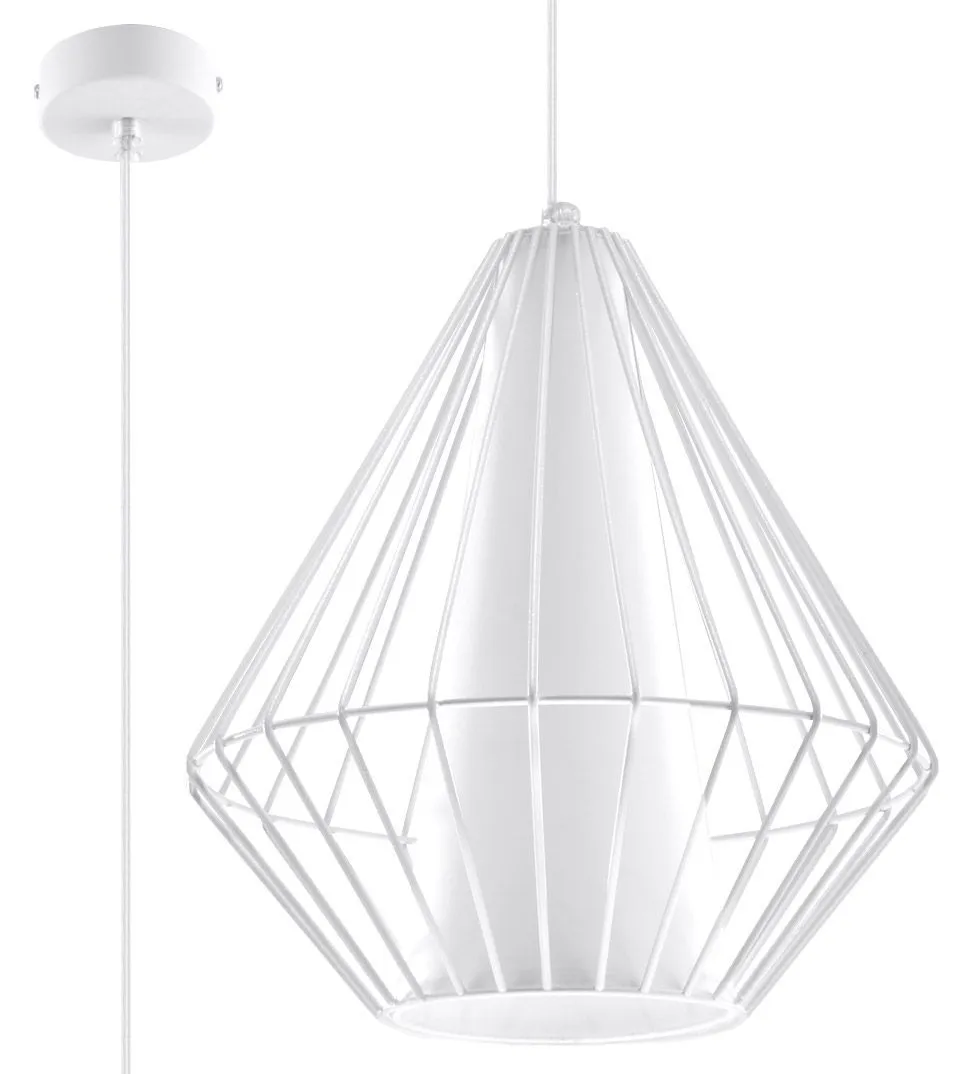 Lampa loftowa wisząca druciana biały T8-R89
