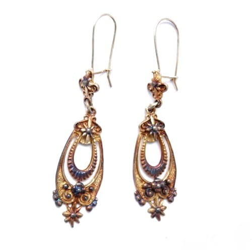 Kolczyki srebrne - Vintage brown Earrings bigle