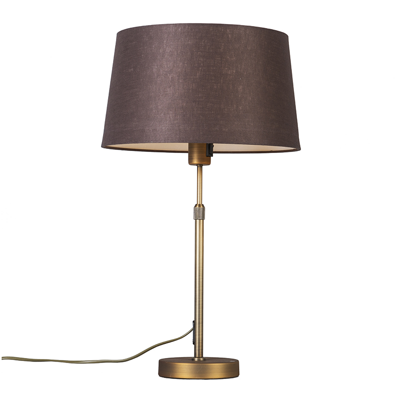 QAZQA Lampa stołowa regulowana brąz klosz brązowy 35cm - Parte