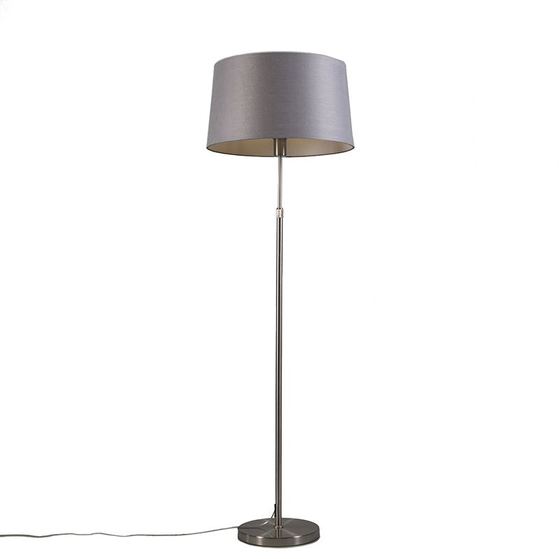 QAZQA Lampa podłogowa regulowana stal klosz szary 45cm - Parte