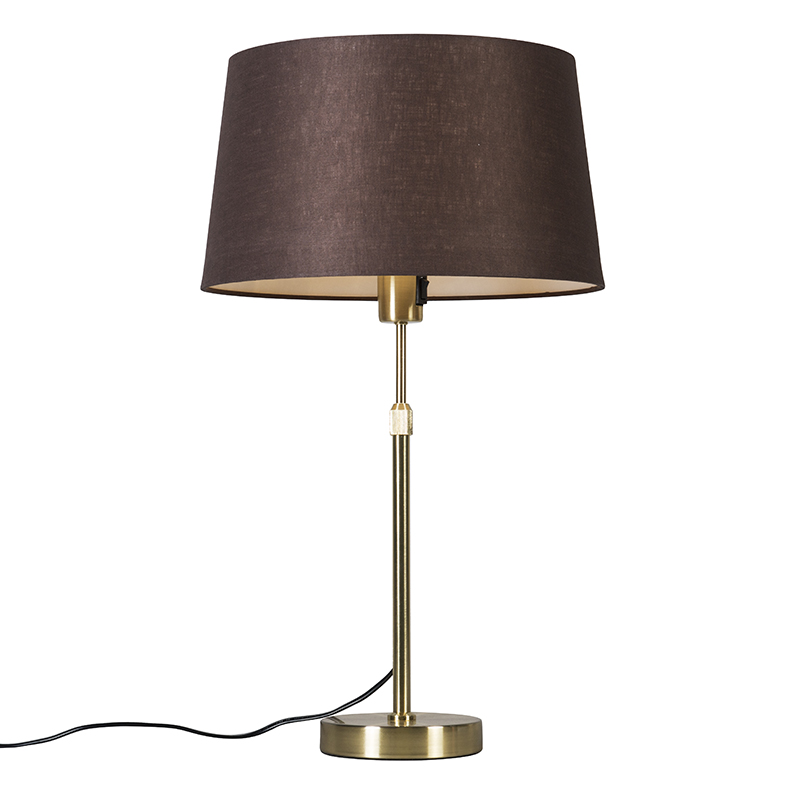 QAZQA Lampa stołowa regulowana złota/mosiądz klosz brązowy 35cm - Parte