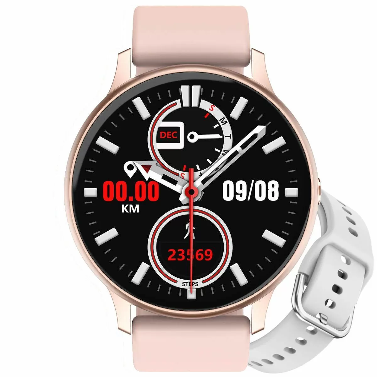 Zdjęcia - Smartwatche Pacific Smartwatch  09 Różowy + Biały Pasek | Kroki Kalorie Puls Sport Sen 