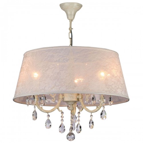 Lampa wisząca Filomena z abażurem z koronki