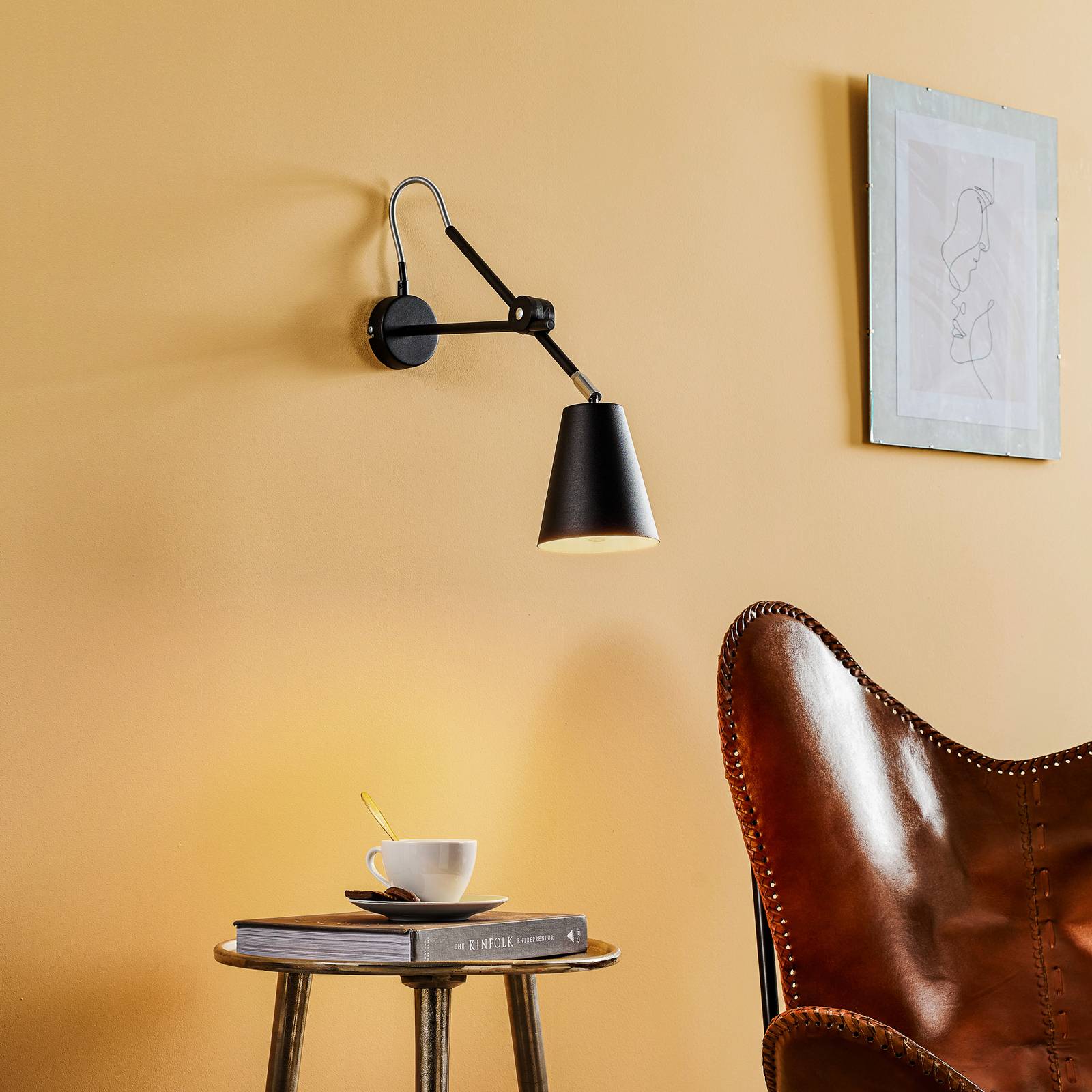 Lampa ścienna 1008, 1-punktowa, czarna