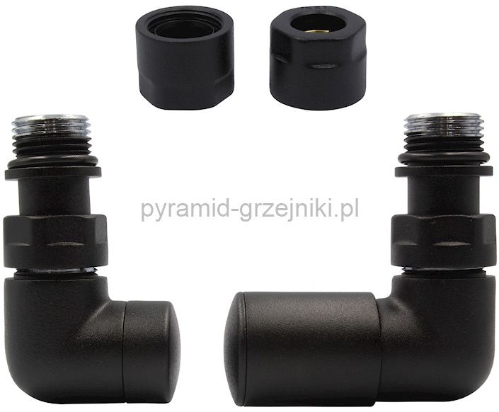Varioterm Zawór regulacyjny Vision ze złączką PEX/CU - czarny str. miedziana - CU 15 mm prawy VIR14P(CU)