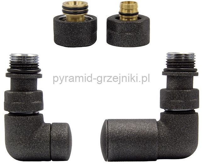 Varioterm Zawór regulacyjny Vision ze złączką PEX/CU - antracyt alu-pex - PEX 16mm prawy VIR15P(PEX)