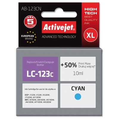 Tusz ACTIVEJET AB-123CN (Brother LC123C/121C), niebieski, 10 ml