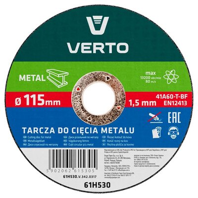 Verto Tarcza do cięcia metalu, T 41, 115x1,5mm, , 61H530