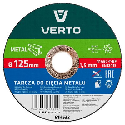 Verto Tarcza do cięcia metalu 125mm x 1mm x22,2mm 61H532