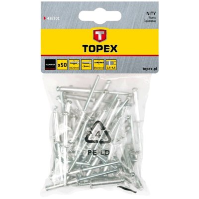 Topex Nity aluminiowe 4,8 x 14,5mm, 50 sztuk, , 43E504