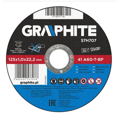 Graphite Tarcza tnąca do metalu 125 x 1.6 x 22.2 mm 41 A60-T-BF 57H700 57H700