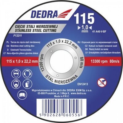 Dedra Tarcza do cięcia stali nierdzewnej F13311