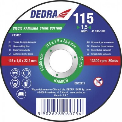 Dedra Tarcza do cięcia F13412 115 x 1.5 x 22.2 mm do kamienia F13412