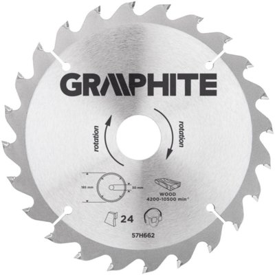 Graphite tarcza do drewna 185mm 24 zęby widia 57H662
