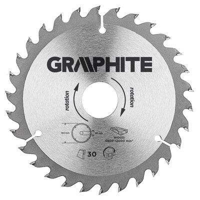 Graphite tarcza do drewna 160mm 30 zębów widia 57H660