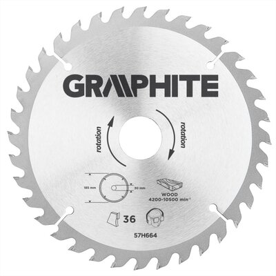 Graphite tarcza do drewna 185mm 36 zębów widia 57H664