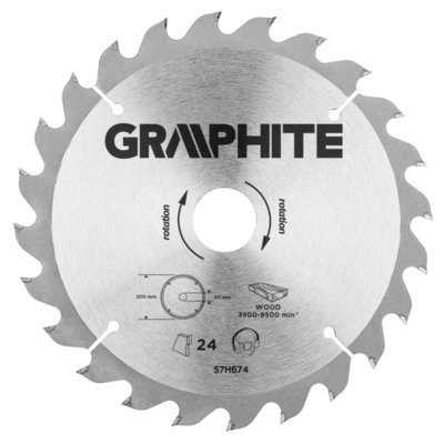 Graphite tarcza do drewna 200mm 24 zęby widia 57H674