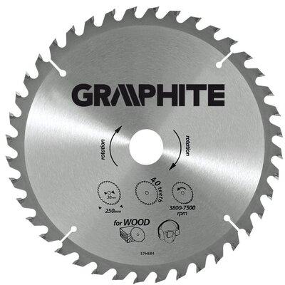 Graphite tarcza do drewna 250mm 40 zębów widia 57H684